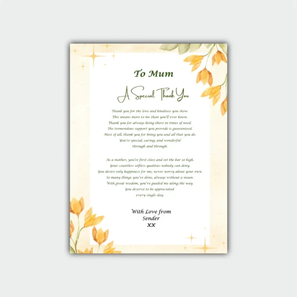 Aluminum Framed Gift Print - A Special Thank you-Mum