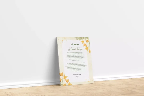 Canvas Poetry Print - A Special Thank You - Mum