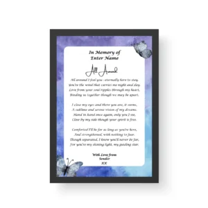 Funeral -Memorial - In memory of - Black Framed Poetry Print