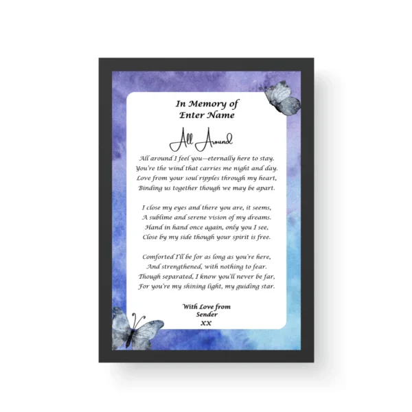 Funeral -Memorial - In memory of - Black Framed Poetry Print