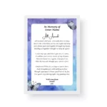 Funeral - In memory of- Bereavement Poetry - White framed Poetry Print