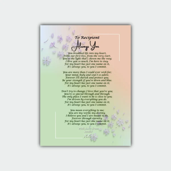 Aluminum Framed Print -Romantic Poetry Frame