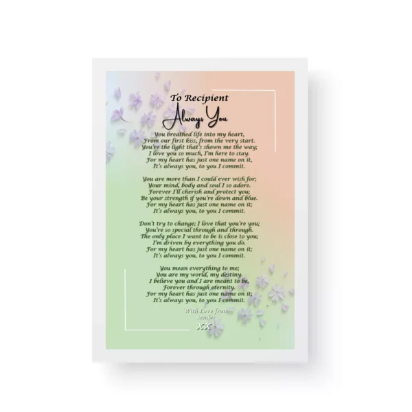 White Framed Gift- Romantic Poetry Print