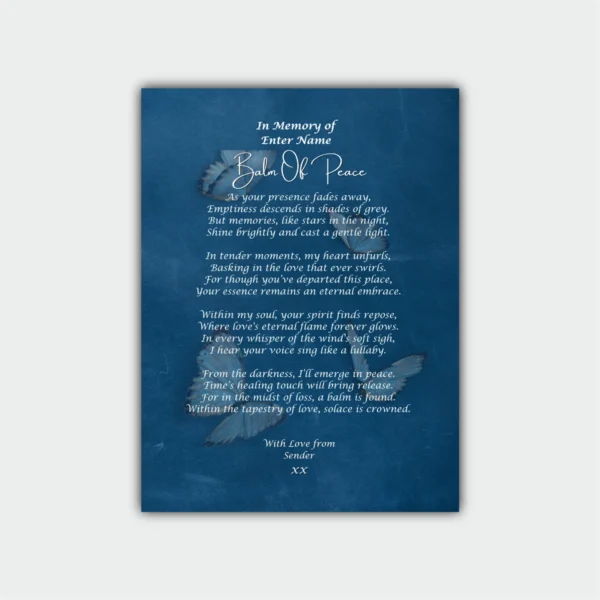 Aluminium Framed Print - In memory of - Bereavement Poetry