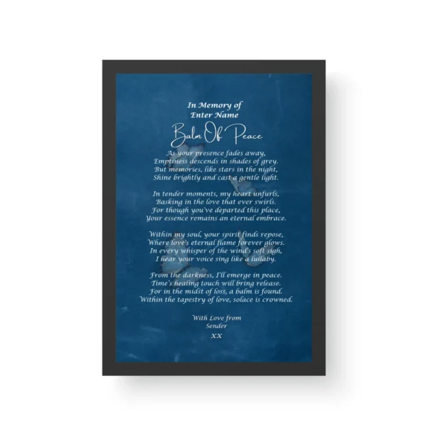 In memory of- Bereavement Poetry - Black Framed Poetry Print