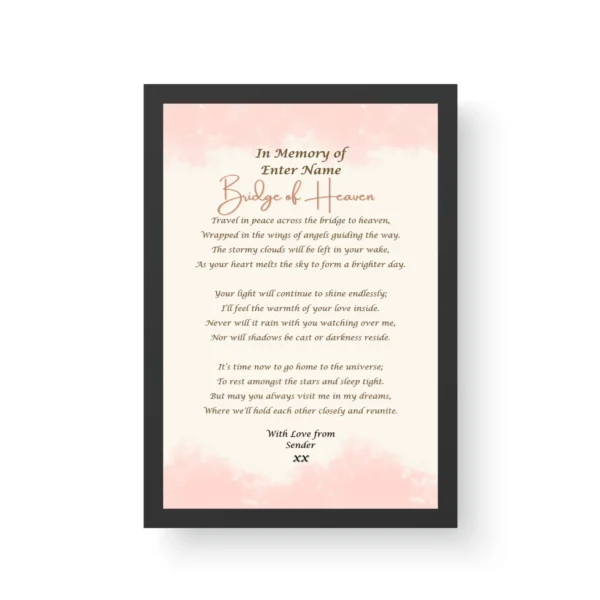 Bereavement Poetry Gift- Black Framed Print
