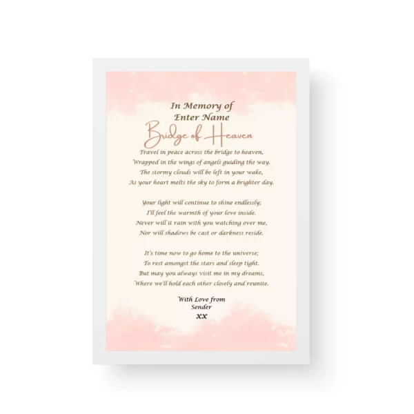 In memory of - Bereavement Poetry - White Framed Print