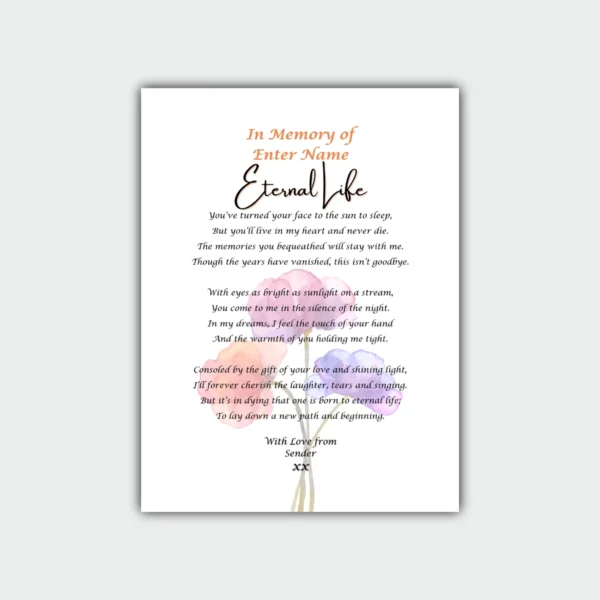 Aluminum Printed Gift - Bereavement Poetry