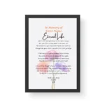 Bereavement Poetry Print - Black Framed Print gift