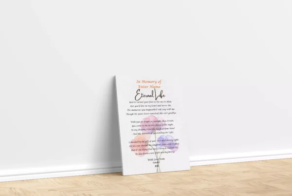 Eternal Life - In memory of - Bereavement Poetry - Canvas Poetry Print