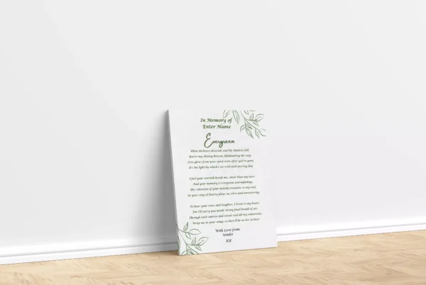 Canvas Print - Bereavement Poetry - In memory of