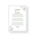 White Framed Poetry Print - Bereavement Poem - In memory of