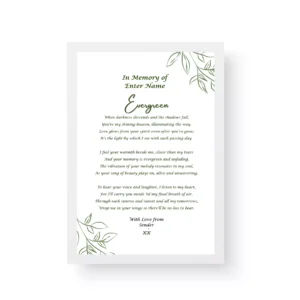 White Framed Poetry Print - Bereavement Poem - In memory of