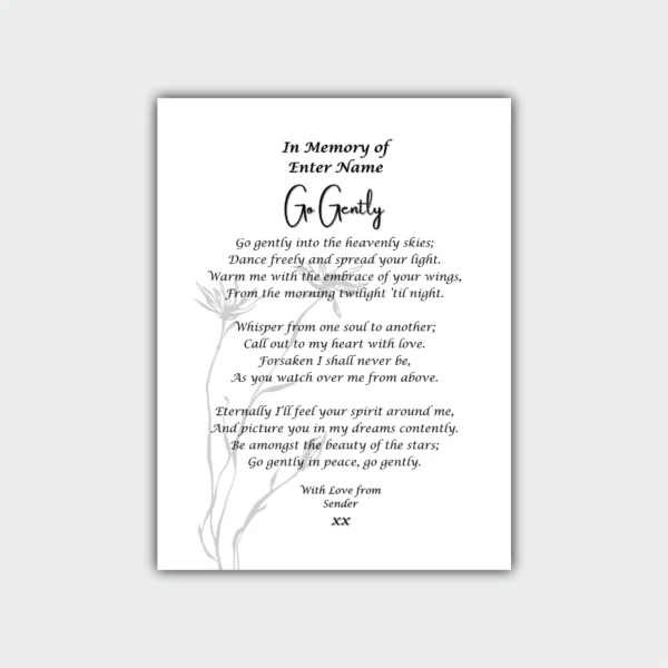 Aluminium Framed Print - Funeral and Memorial - Go Gently