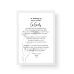 In memory of- White Framed Poetry print - Bereavement Poem