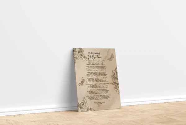 Romantic Poetry Gift - Canvas Framed Print - I'll be there