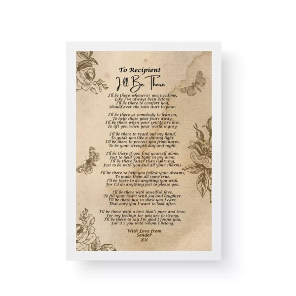White Framed Print - Romantic Poetry Gift