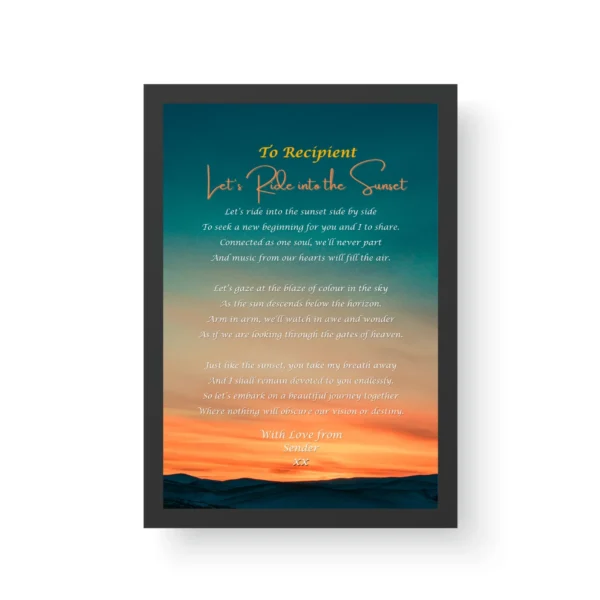 Romantic Poetry Print- Black Framed Gift