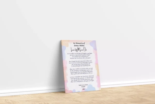 Love will Live On - In memory of - Bereavement Poetry- Canvas Print