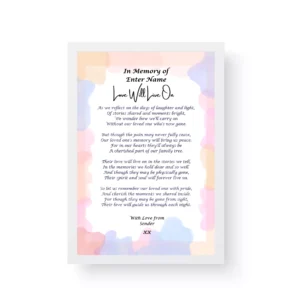 White Framed Poetry Print - In memory of- Funeral Poetry