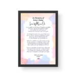 In memory of - Funeral - Bereavement Poetry - Black Framed Print