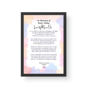 In memory of - Funeral - Bereavement Poetry - Black Framed Print