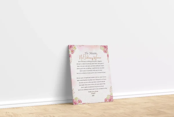 Canvas Poetry Print - Mum-No Ordinary Woman
