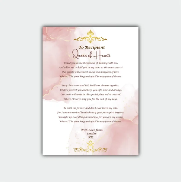 Romantic Poetry Gift - Queen of Hearts-Aluminum Print