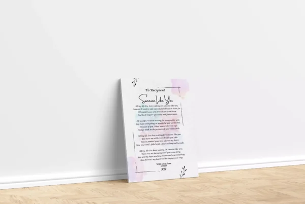 Canvas Framed Romantic Poetry Print - Unique Personalised Gift