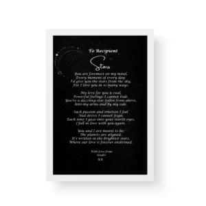 Romantic Poetry Print Gift - White Frame