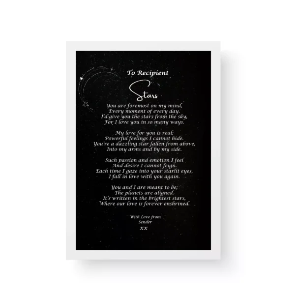 Romantic Poetry Print Gift - White Frame