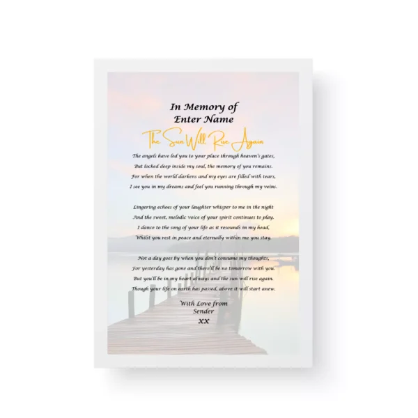 In memory of - Bereavement Poetry - White Framed print