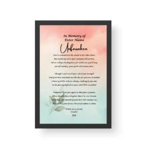 Black Framed Print- Unforsaken-In memory of