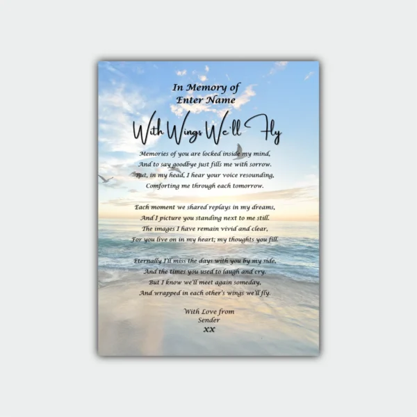 Aluminum Printed Frame- Bereavement Poetry