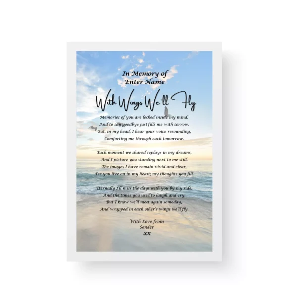 In memory of - Bereavement Poetry White Framed Print