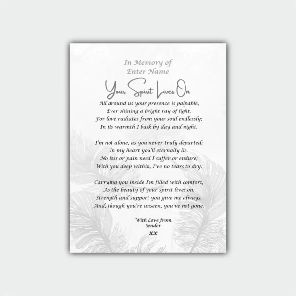 Bereavement Poetry print- Aluminum Frame