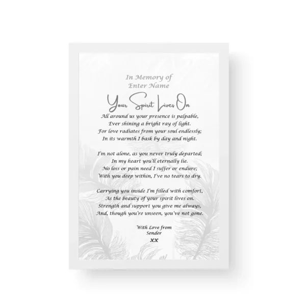 White Framed Print - Bereavement Poetry