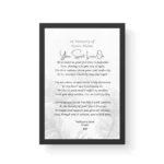 In memory of - Black Framed Poetry print