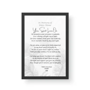 In memory of - Black Framed Poetry print