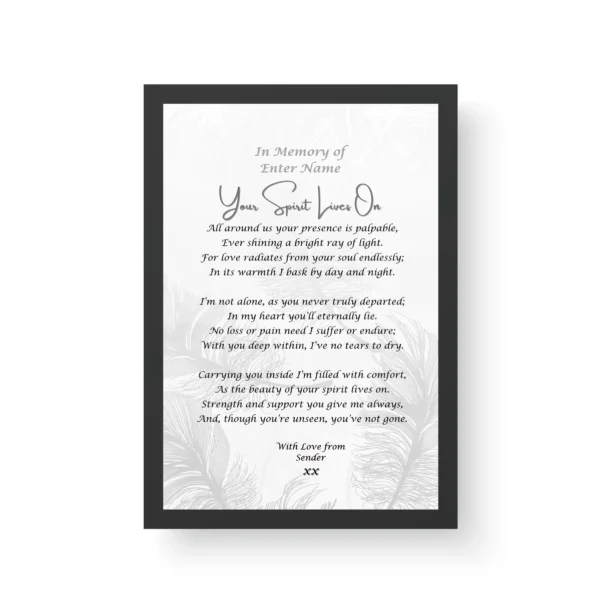In memory of - Black Framed Poetry print