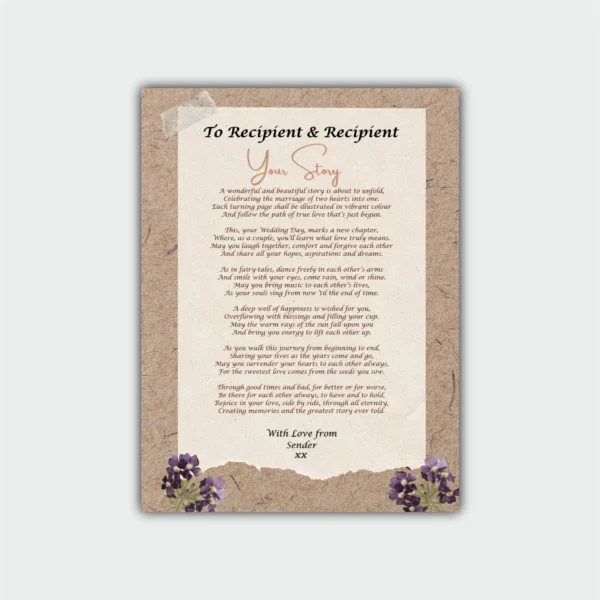 Aluminum Print- Romantic Poetry Gift